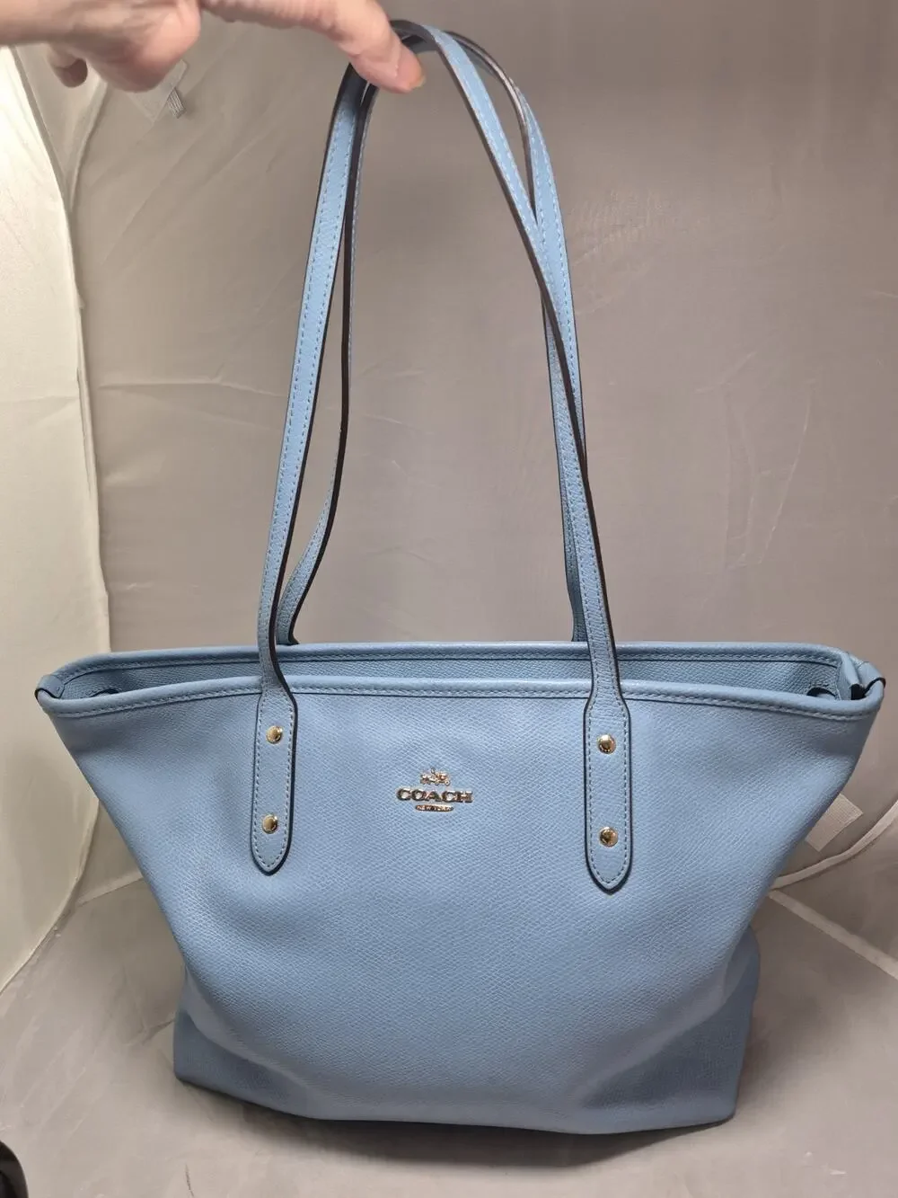 💥 Coach City Zip Leather Women's Tote - Powder Blue Purse Handbag Shoulder Bag